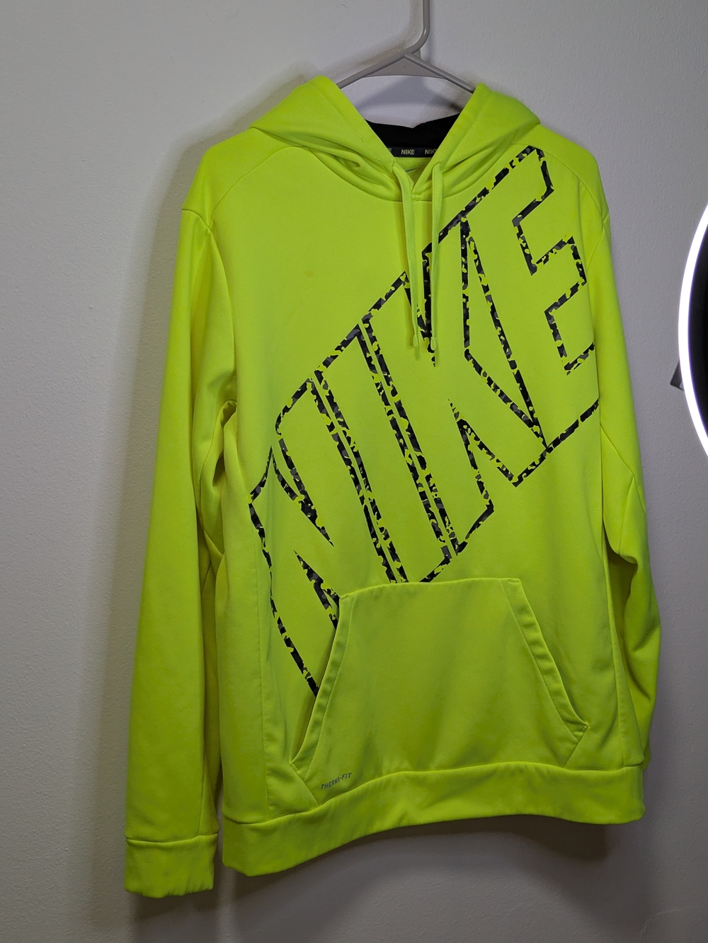 Nike Men’s Neon Lime Pull Over Hoodie with Diagonal Logo